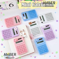 AMBER Mini Calculator, 8-Digit Plastic Math Calculator, Durable Cute Cartoon Portable Accounting Cal