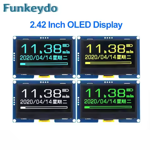 2.42 Inch OLED Display SSD1309 Driver I2C Interface 4 Pin IIC Blue/White/Yellow/Green 2.42" OLED 128