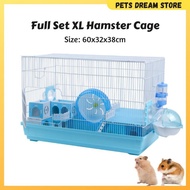 XL Hamster Cage 60x32x38cm Full Set 17cm Hamster Wheel Hamster Water Bottle Hamster house double dec