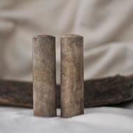 【好石多磨】白木化石樹化玉_玉石印章_夫妻結婚對章_圓章