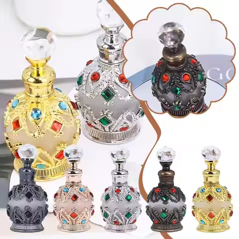 15ML Luxury Glass Perfume Bottle For Essential Oil Refill Arabic Design Premium Aroma Oil Dispenser