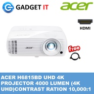 ACER H6815BD 4,000 ANSI LUMHENS 4K UHD (3,840 x 2,160) DLP PROJECTOR (FREE HDMI CABLE)