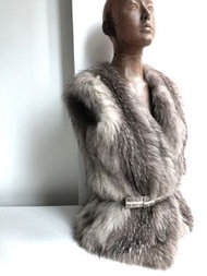 🔥已減價🔥極輕巧穿繩銀狐毛毛背心（不連腰帶)