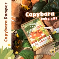 Mama Kangoo Capybara Set Hadiah Bayi – Romper + Nama Custom pada Kotak | Hadiah Newborn / Fullmoon