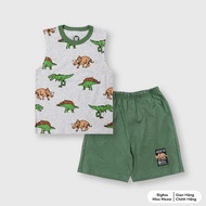 Bộ sát nách bé trai Bigfox Miss Meow mùa hè size đại vải cotton kiểu ba lỗ in khủng long 37911 tuổi