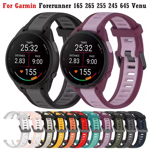 Silicone Watch Strap For Garmin Forerunner 165 245 645 255S 255 265S 265 Venu SQ 2 3 2S 3S Wristband