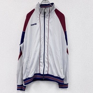 Used 00s errea track jacket/jersey with embroidered logo, vintage gray and light gray- RED, size L