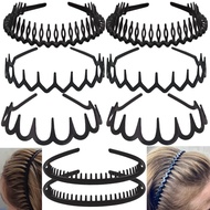 ULTIMUTE 8 PCS Fashion No Slip Effortless Plastic Headbands with Teeth Comb Black Skinny Hair Access