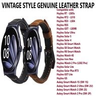 Ready Stock] Vintage Genuine Leather Strap - Haylou RS3 RS5 Solar Ultra 5 4 Lite 4S S6 S8 Watch 2 Pr