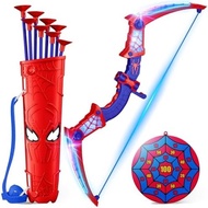 4-6 6-8 8-12, Children's Toy Bow Arrow Shooting Set (Red) &   Blue LED Light Spider Quartet &   8 Ye