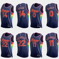 BKB NBA Jersey Philadelphia 76ers Maxey Thybulle Springer Basketball Shirt Green Sports Vest Player 