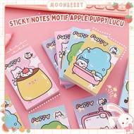 Sticky Cute Kawaii Apple Puppy Character MotifNotes, 50 Sheets, 9x6cm, Sticky Paper Notes, Daily Mem