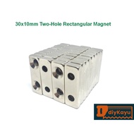 30x10x5mm (4mm Countersunk 2 Hole) Neodymium NdFeB Super Strong Cuboid Block Magnet (1pcs)