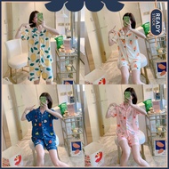 [Cloud Bazaar] Pyjamas Short Sleeve Design and Checkered Baju Tidur Seluar Tidur Wanita Set wear Baju Tidur Plus Size