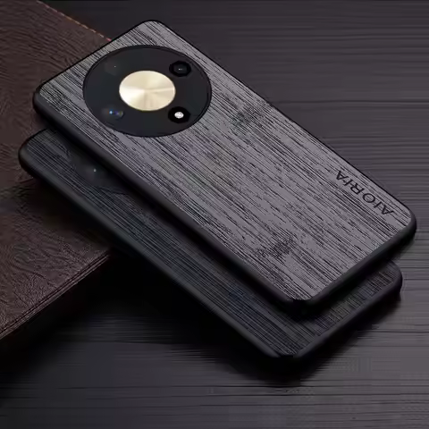 Case for Honor Magic 6 Lite Pro funda bamboo wood pattern Leather cover Luxury coque for huawei hono