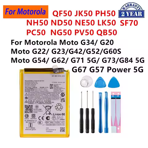 QF50 JK50 PH50 NH50 ND50 NE50 LK50 PC50 NG50 PV50 QB50 SF70 Battery For Motorola G34 G60S G73 G20 G2