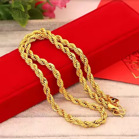 Hot Sale Alluvial Gold Chain Necklace Men Chains Gold K Luxury 7mm Twist Necklace e-commerce Vacuum 
