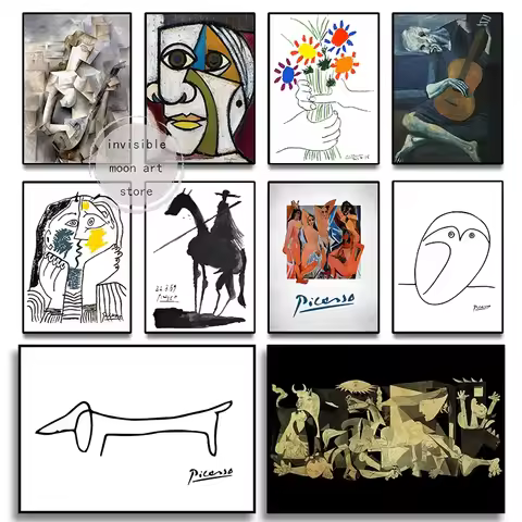 Pablo Picasso Abstract Artwork Series Art Posters Guernica Bouquet Dog Dachshund Canvas Painting Wal