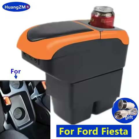 For Ford Fiesta Armrest box 2009-2017 For Ford Fiesta MK7 Car Armrest Storage box Interior details A