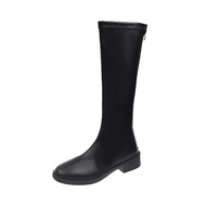 Shorty Long Boots Womens below the Knee Tall Knight Boots Fall and Winter Fleece-lined Chunky Heel L