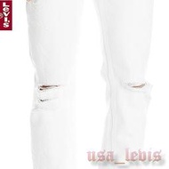 【破壞加工新款28-42腰優惠】美國LEVIS 511 Slim Ripped 白色仿舊刀割窄管褲低腰小直筒牛仔褲510