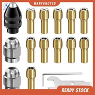 [wanyang7su.ph] 16Pcs Drill Chuck Collet Set, 1/32 to 1/8inch Drill Chuck Collet Set with 11Pcs Bras