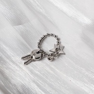 Dior 銀色珠鏈星星戒指