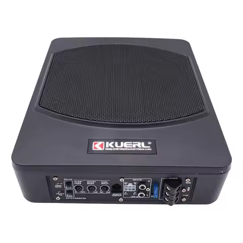 KUERL New Arrival 12V Mini 4ohm Active Car Audio Slim Woofer 10 Inch Under Seat Subwoofer With cable