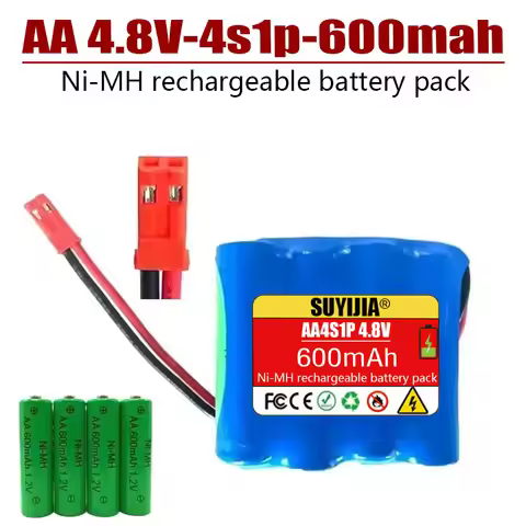 AA 4S1P New4.8V 600mAh Ni-MH Rechargeable Battery Pack with JST Connector for Electric Toys LED Ligh