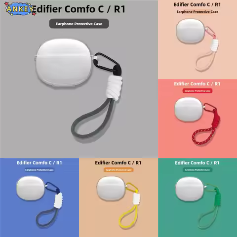for Edifier Comfo C / R1 Case Protective Transparent Clear TPU Covers Lanyard Bluetooth Earphone She