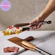 Alittlesetrtop Cooking Tongs, Walnut Wood Tongs, Cooking Tongs, Stainless Steel Non-Slip Walnut Sala