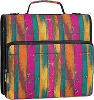 Big Zip up Binder Organizer 1 1/2 Inch 3 Ring Binders d Ring Pink Orange Teal Yellow Rustic Portfoli