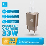U1me. Power Gold Charger Head Adapter Fast Charging PD 33W Dual Port Multi-Protocol Original