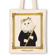 [Flute] Female Version Classical Music Cat Canvas Bag|Music Bag|Canvas Bag|Straw Straw Design Miki A
