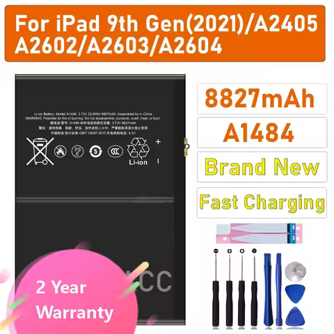 2025 Years high quality new Battery 8827mah For Apple iPad 9th Gen A1484 A2602 A2603 Tablet Parts