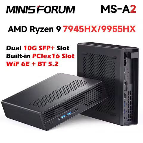 MINISFORUM MS-A2 MINI PC AMD R7 7945HX R9 9955HX DDR5 16GB RAM 1TB NVMe SSD M.2 2280 PCIe 16 Wifi 6E
