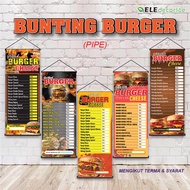 BURGER/GERAI BURGER/MENU/FOOD TRUCK/BUNTING KEDAI MAKANAN 2ft x 3ft / 2ft x 4ft /2ft x 5ft