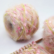 Pastel Garden Fuzzy Mohair Yarn for Crochet Bundle Tulip Aesthetic Fluffy Yarn Art Pink Green Multic