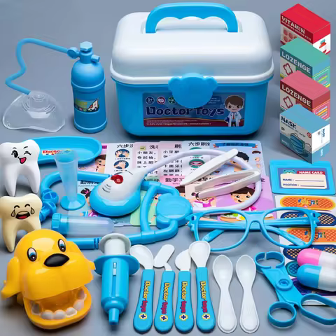 Doctor Nurse Role Play Set Medical Tools With Stethoscope Injectors In A Pretend Play Trolley Box Id