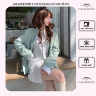 MAYBEROOM Women's blazer, Korean mint green 2-layer loose vest for women MINMIN BLAZER blazer for wo