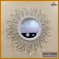 MINIMALY08 Rattan Hanging Mirror Aesthetic Mirror Rattan Mirror Wall Mirror Wall Glass Wall Decorati