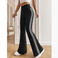 PTM - PREMIUM Highwaist Flare Pants Stripe 2 Stretch Jumbo Office Sports Gym Pilates Running Yoga 2A