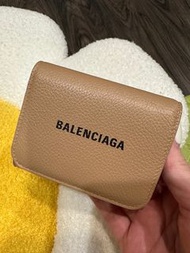 巴黎世家BALENCIAGA 全新 三折mini短夾 奶茶色（全配）