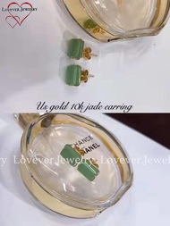 Us gold 10k jade earrings with box