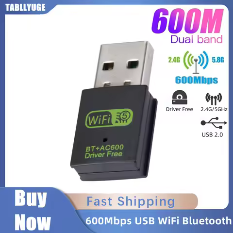 600Mbps USB WiFi Bluetooth 5.0 Adapter Dongle Dual Band 2.4G/5GHz 150Mbps USB WiFi Network Wireless