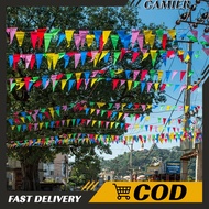 100 Meters 150pcs Triangle Flags Colorful Fiesta Flag Rainbow Pennant Banner Celebrate Party Decor