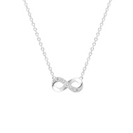 Merii สร้อยคอพร้อมจี้เงินประดับ CZ ทรงกลม ขนาด 1.6 มม. ดีไซน์อินฟินิตี้แห่งรักนิรันดร์ ยาว 16 นิ้ว :