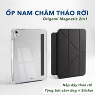[Removable Cover] Detachable Transparent Magnetic Origami iPad Leather Case for iPad Pro,iPad Air,iP