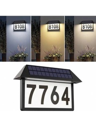 太陽能地址標誌燈,發光的房屋號碼,防水太陽能壁燈,3種色溫3000k/4500k/6000k Led發亮地址牌,太陽能壁掛戶外地址牌適用于極地庭院街道前門暖白