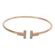 TIFFANY＆CO 18K玫瑰金T Diamond Wire Bracelet鑽石手鐲